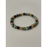 Le Fruit de l’Effort – Bracelet en agate arbre, onyx et cornaline, avec rondelles en acier inoxydable.
