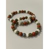 Bracelet L’Ermite aux Crapauds en labradorite kaki, jaspe rouge et quartz neige – existe en 19 cm et 21 cm de longueur.