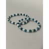 Bracelet Le Chat Ailé en apatite bleue, jade blanc et préhnite – existe en 19 cm et 21 cm de longueur.
