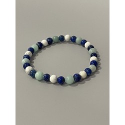 Le Dragon des Cieux – Bracelet 6 mm en lapis-lazuli, amazonite et magnésite.