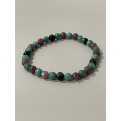 L'Apothicaire Impériale – Bracelet 6 mm en amazonite, lépidolite et obsidienne argentée.