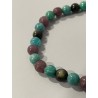 Détail des perles en amazonite, lépidolite et obsidienne argentée du bracelet L'Apothicaire Impériale.