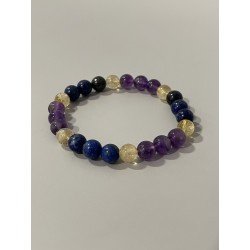 Le Secret du Trône – Bracelet 6 mm en améthyste, citrine et lapis-lazuli.
