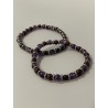 Bracelet La Dame de Grenat en grenat et améthyste avec rondelles en acier inoxydable – existe en 19 cm et 21 cm de longueur.