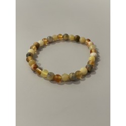 Les Encens Impériaux – Bracelet en opale jaune, agate crazy lace et cornaline, pierres naturelles 6 mm.