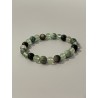 Les Poisons de la Cour – Bracelet en obsidienne argentée, fluorine verte et turquoise d'Afrique, pierres naturelles 8 mm.