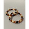 Bracelet Le Cycle de la volonté en aventurine orange, calcite jaune et onyx - existe en 19 cm et 21 cm de longueur.