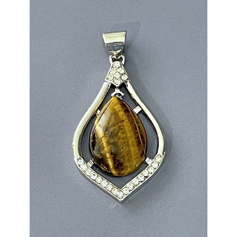 Pendentif goutte en œil de tigre naturel.