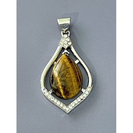 Pendentif goutte en œil de tigre naturel.