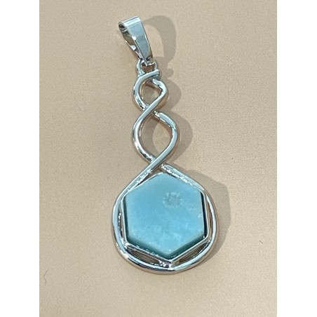 Pendentif hexagonal en amazonite naturelle.