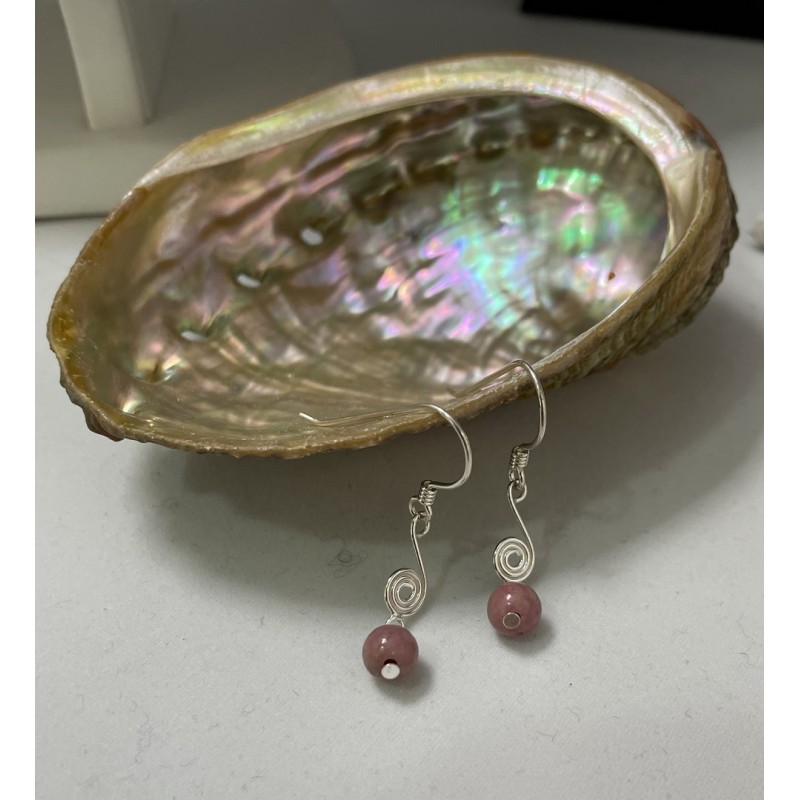 Boucles d'oreilles en rhodonite