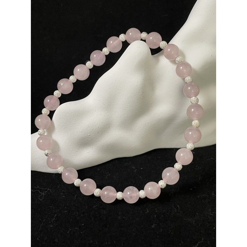 Bracelet quartz rose et argent