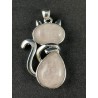 Pendentif chat et quartz rose