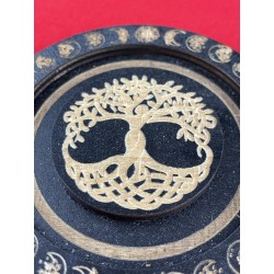 Plaque bois arbre de vie noire