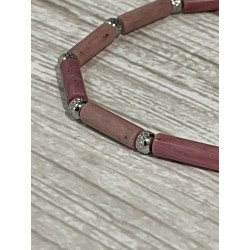 Bracelet rhodonite et acier