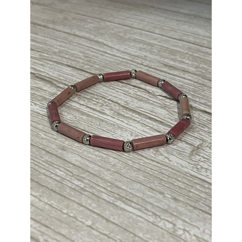 Bracelet rhodonite et acier