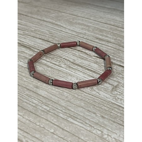 Bracelet rhodonite et acier