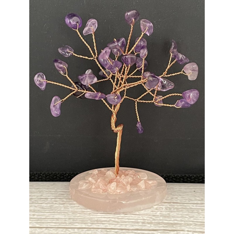 Arbre du bonheur MM - Améthyste et quartz rose