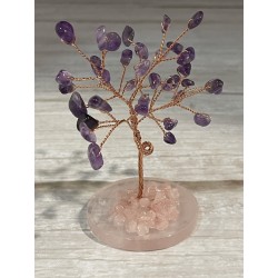 Arbre du bonheur MM - Améthyste et quartz rose