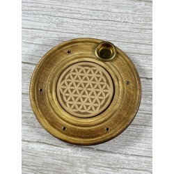 Porte encens bois Fleur de vie