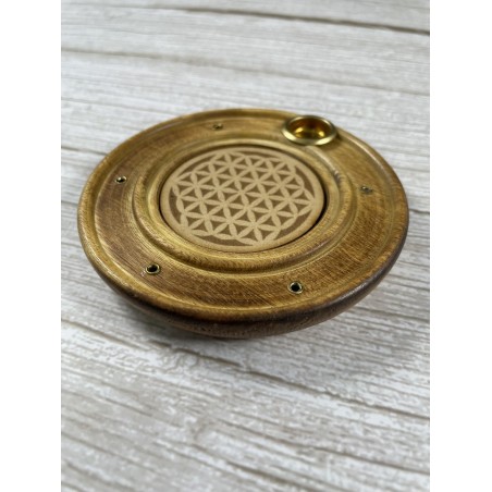 Porte encens bois Fleur de vie