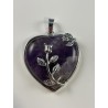 Pendentif coeur et roses Améthyste