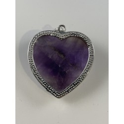 Pendentif coeur et roses Améthyste