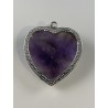 Pendentif coeur et roses Améthyste